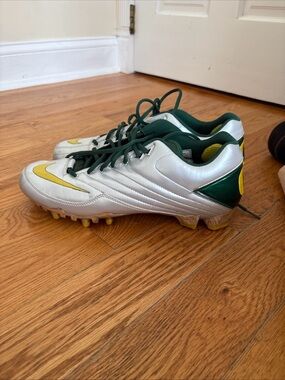 Nike Silver Cleats with Green and Yellow Accents